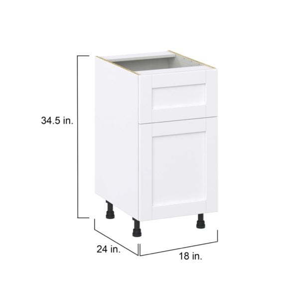 Dahlia Bright White  Shaker Assembled Base Cabinet with 1 Door and 10 in. Drawer (18 in. W x 34.5 in. H x 24 in. D)