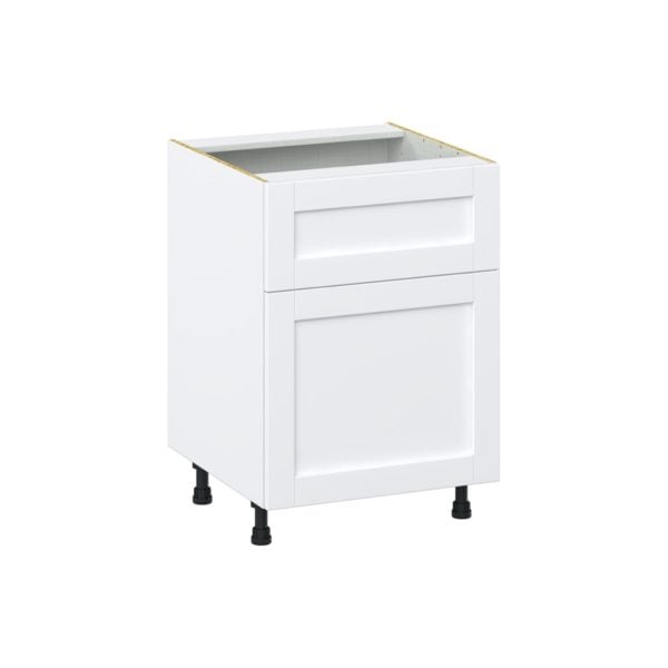 Dahlia Bright White  Shaker Assembled Base Cabinet with 1 Door and 10 in. Drawer (24 in. W x 34.5 in. H x 24 in. D)