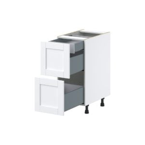 Dahlia Bright White  Shaker Assembled Base Cabinet with 2 Drawers and 1 Inner Drawer (15 in. W x 34.5 in. H x 24 in. D)