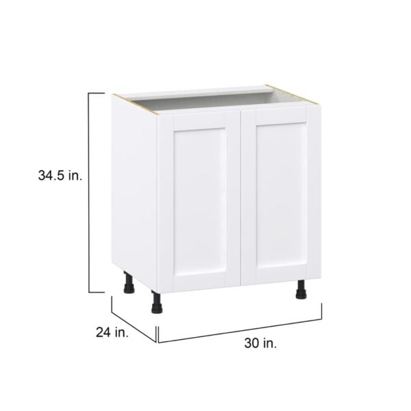 Dahlia Bright White  Shaker Assembled Sink Base Cabinet with 2 Full High Doors (30 in. W x 34.5 in. H x 24 in.D)