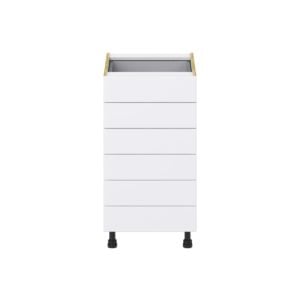 Dahlia Bright White  Shaker Assembled Base Cabinet with 6 Drawers (18 in. W x 34.5 in. H x 24 in. D)