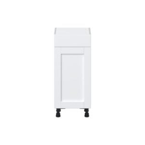 Dahlia Bright White  Shaker Assembled Shallow Base Cabinet with 1 Door and 1 Drawer (15 in. W x 34.5 in. H x 14 in. D)