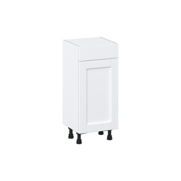 Dahlia Bright White  Shaker Assembled Shallow Base Cabinet with 1 Door and 1 Drawer (15 in. W x 34.5 in. H x 14 in. D)