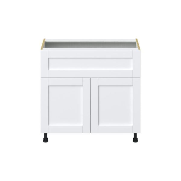 Dahlia Bright White  Shaker Assembled Base Cabinet with 1 Door and 10 in. Drawer (36 in. W x 34.5 in. H x 24 in. D)