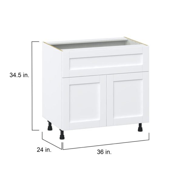 Dahlia Bright White  Shaker Assembled Base Cabinet with 1 Door and 10 in. Drawer (36 in. W x 34.5 in. H x 24 in. D)