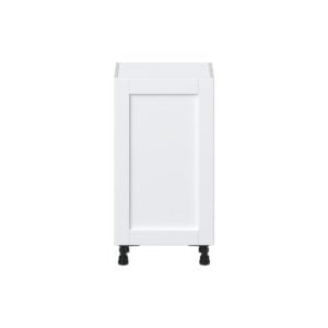 Dahlia Bright White  Shaker Assembled Shallow Base Cabinet with a Full High Door(18 in. W x 34.5 in. H x 14 in. D)