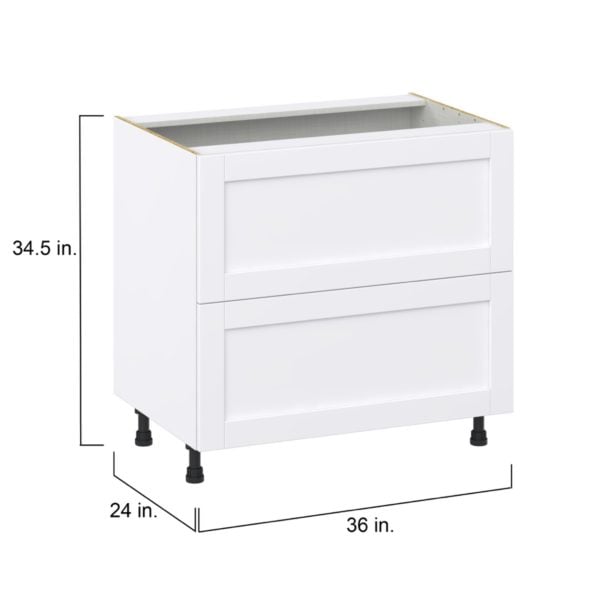 Dahlia Bright White  Shaker Assembled Base Cabinet with 2 Drawers (36 in. W x 34.5 in. H x 24 in. D)