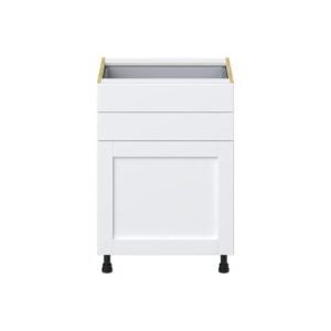 Dahlia Bright White  Shaker Assembled Base Cabinet with 1 Door and Two 5 in. Drawers (24 in. W x 34.5 in. H x 24 in. D)