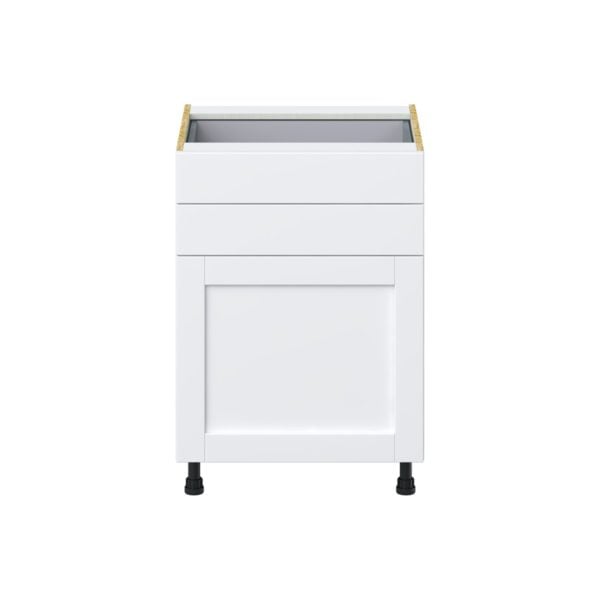 Dahlia Bright White  Shaker Assembled Base Cabinet with 1 Door and Two 5 in. Drawers (24 in. W x 34.5 in. H x 24 in. D)