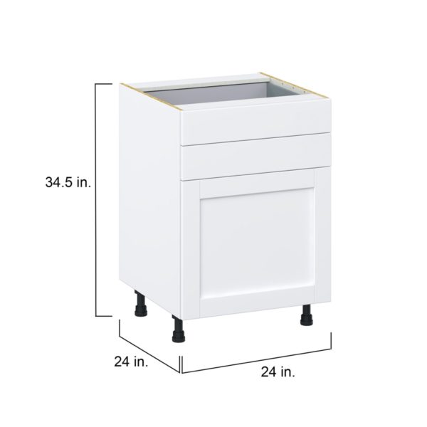 Dahlia Bright White  Shaker Assembled Base Cabinet with 1 Door and Two 5 in. Drawers (24 in. W x 34.5 in. H x 24 in. D)