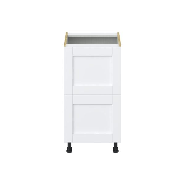 Dahlia Bright White  Shaker Assembled Base Cabinet with 2 Drawers (18 in. W x 34.5 in. H x 24 in. D)