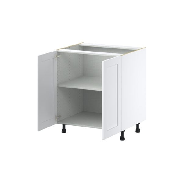 Dahlia Bright White  Shaker Assembled Base Cabinet with 2 Full High Doors (30 in. W x 34.5 in. H x 24 in. D)