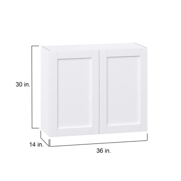 Dahlia Bright White  Shaker Assembled Wall  Cabinet with 2 Full High Doors (36 in. W x 30 in. H x 14 in. D)