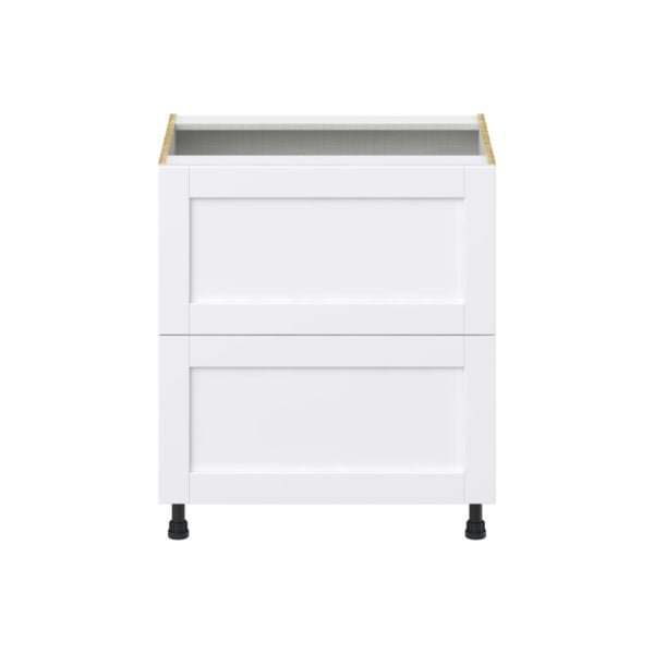 Dahlia Bright White  Shaker Assembled Base Cabinet with 2 Drawers (30 in. W x 34.5 in. H x 24 in. D)