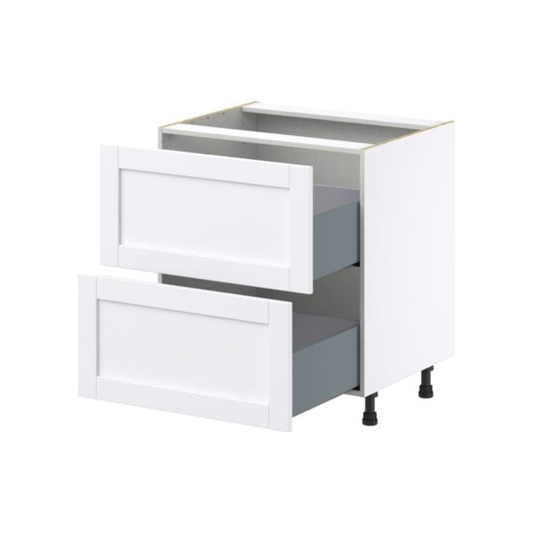 Dahlia Bright White  Shaker Assembled Base Cabinet with 2 Drawers (30 in. W x 34.5 in. H x 24 in. D)