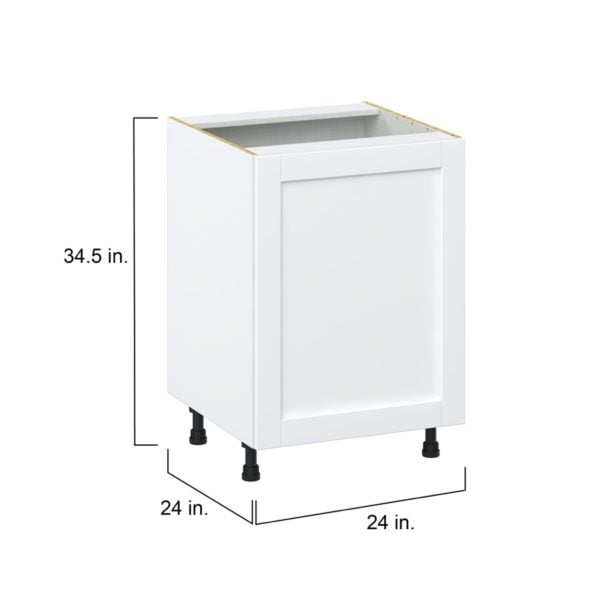 Dahlia Bright White  Shaker Assembled Base Cabinet with a Full High Door and 3 Inner Drawers (24 in. W x 34.5 in. H x 24 in. D)