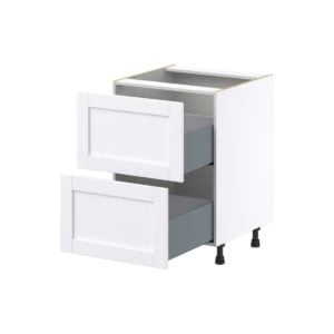 Dahlia Bright White  Shaker Assembled Base Cabinet with 2 Drawers (24 in. W x 34.5 in. H x 24 in. D)