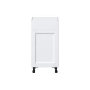 Dahlia Bright White  Shaker Assembled Shallow Base Cabinet with 1 Door and 1 Drawer (18 in. W x 34.5 in. H x 14 in. D)