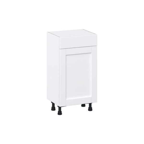 Dahlia Bright White  Shaker Assembled Shallow Base Cabinet with 1 Door and 1 Drawer (18 in. W x 34.5 in. H x 14 in. D)