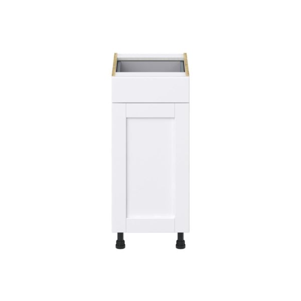 Dahlia Bright White  Shaker Assembled Base Cabinet with 1 Door and 1 Drawer (15 in. W x 34.5 in. H x 24 in. D)