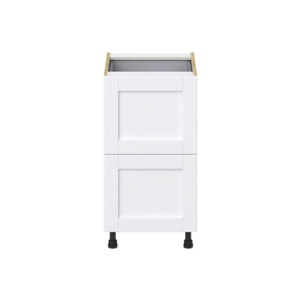 Dahlia Bright White  Shaker Assembled Base Cabinet with 2 Drawers and 1 Inner Drawer (18 in. W x 34.5 in. H x 24 in. D)