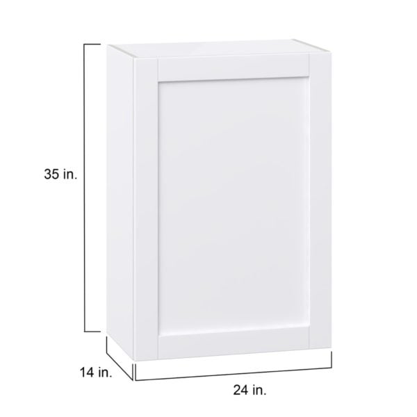 Dahlia Bright White  Shaker Assembled Wall  Cabinet with Full High Door (24 in. W x 35 in. H x 14 in. D)