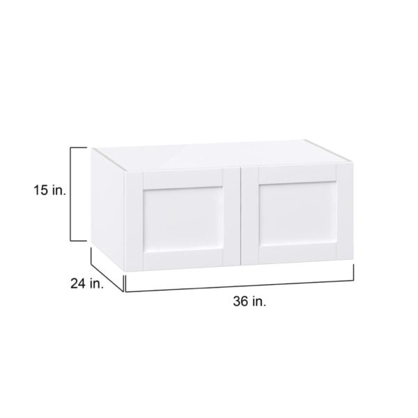 Dahlia Bright White  Shaker Assembled Deep Wall Bridge  Cabinet (36 in. W X 15 in. H X 24 in. D)