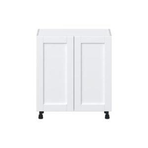 Dahlia Bright White  Shaker Assembled Shallow Base Cabinet with 2 Full High Doors (30 in. W x 34.5 in. H x 14 in. D)