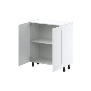 Dahlia Bright White  Shaker Assembled Shallow Base Cabinet with 2 Full High Doors (30 in. W x 34.5 in. H x 14 in. D)