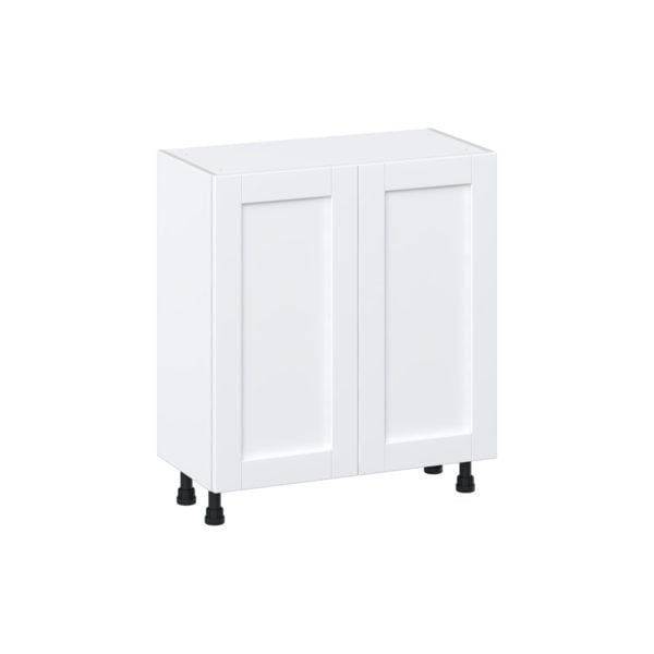 Dahlia Bright White  Shaker Assembled Shallow Base Cabinet with 2 Full High Doors (30 in. W x 34.5 in. H x 14 in. D)