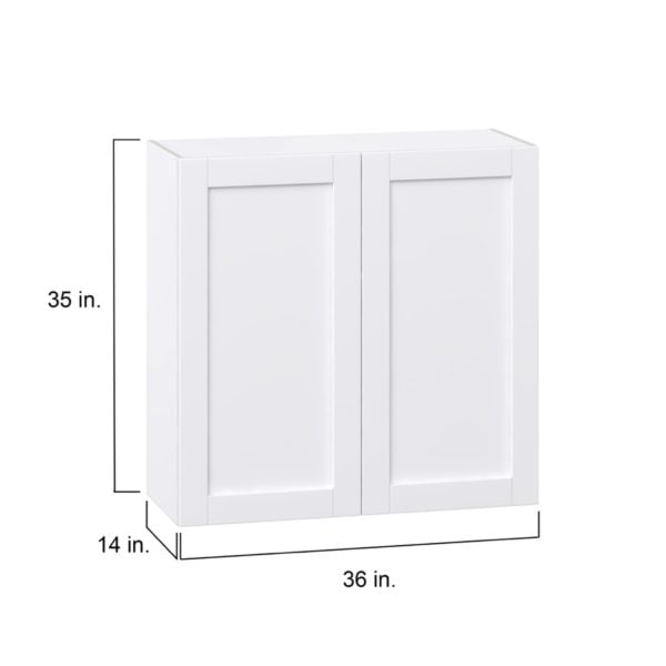 Dahlia Bright White  Shaker Assembled Wall  Cabinet with 2 Full High Doors (36 in. W x 35 in. H x 14 in. D)