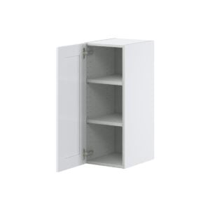 Dahlia Bright White  Shaker Assembled Wall  Cabinet With Full High Door (12 in. W x 30 in. H x 14 in. D)