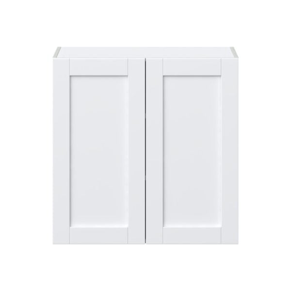 Dahlia Bright White  Shaker Assembled Wall  Cabinet with 2 Full High Doors (30 in. W x 30 in. H x 14 in. D)