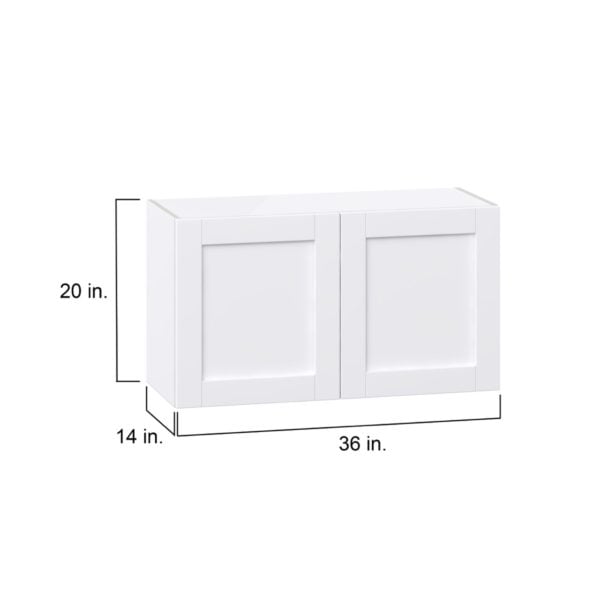 Dahlia Bright White  Shaker Assembled  Wall Bridge  Cabinet (36 in. W X 20 in. H X 14 in. D)