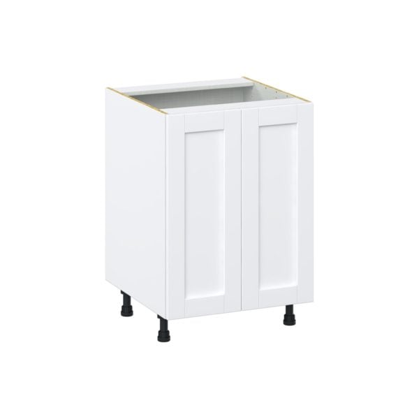 Dahlia Bright White  Shaker Assembled Base Cabinet with 2 Full High Doors and 3 Inner Drawers (24 in. W x 34.5 in. H x 24 in. D)