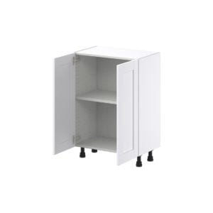 Dahlia Bright White  Shaker Assembled Shallow Base Cabinet with 2 Full High Doors (24 in. W x 34.5 in. H x 14 in. D)