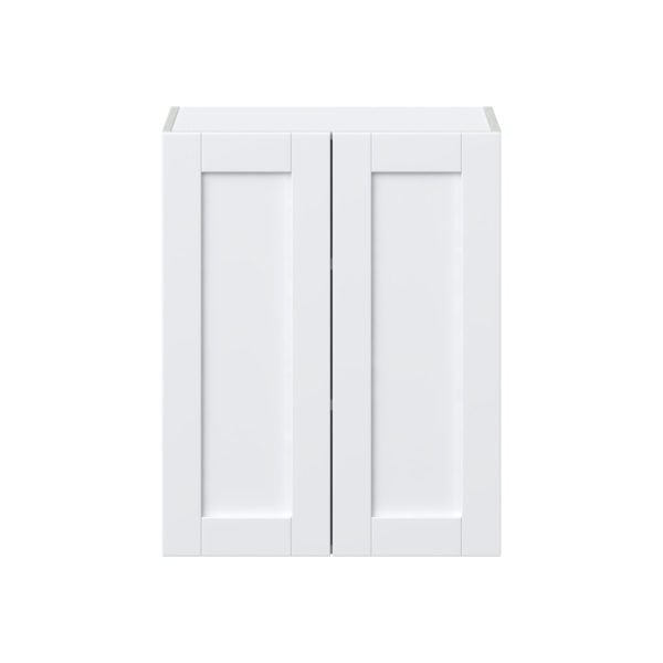 Dahlia Bright White  Shaker Assembled Wall  Cabinet  with 2 Full high Doors (24 in. W x 30 in. H x 14 in. D)