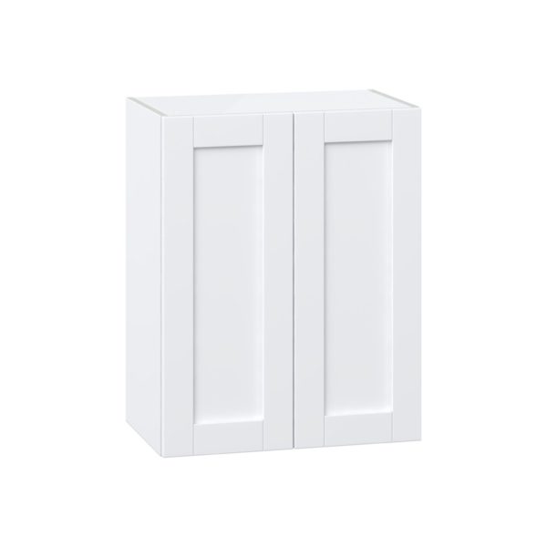 Dahlia Bright White  Shaker Assembled Wall  Cabinet  with 2 Full high Doors (24 in. W x 30 in. H x 14 in. D)