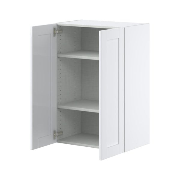 Dahlia Bright White  Shaker Assembled Wall  Cabinet with 2 Full High Doors (24 in. W x 35 in. H x 14 in. D)