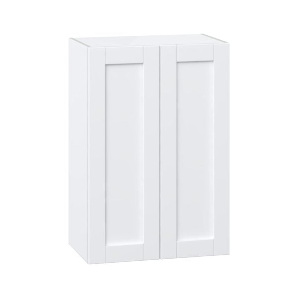 Dahlia Bright White  Shaker Assembled Wall  Cabinet with 2 Full High Doors (24 in. W x 35 in. H x 14 in. D)