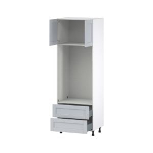 Sea Holly Light Gray  Shaker Assembled Pantry Micro/Oven Combo  Cabinet with 2 Drawers (30 in. W x 89.5 in. H x 24 in. D)