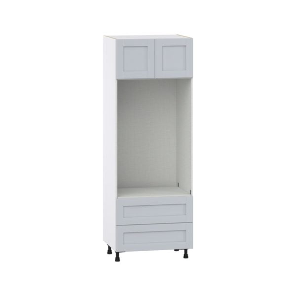 Sea Holly Light Gray  Shaker Assembled Pantry Micro/Oven Combo  Cabinet with 2 Drawers  (30 in. W x 84.5 in. H x 24 in. D)