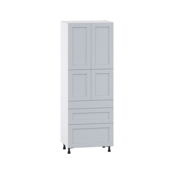 Sea Holly Light Gray  Shaker Assembled Pantry  Cabinet with 2 Inner Drawers (30 in. W x 84.5 in. H x 24 in. D)