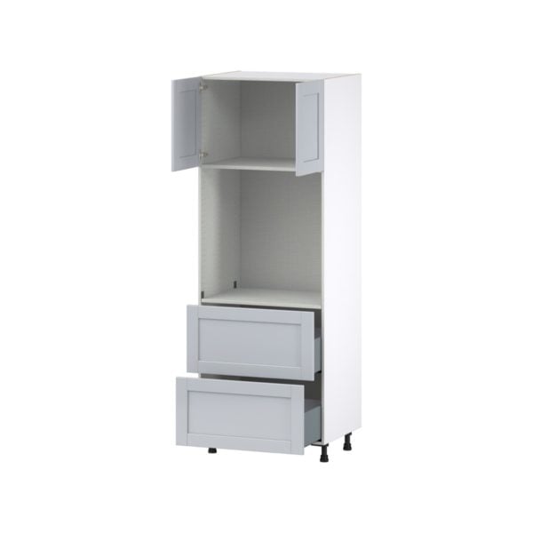 Sea Holly Light Gray  Shaker Assembled Single Oven  Cabinet with 2 Drawers (30 in. W x 84.5 in. H x 24 in. D)