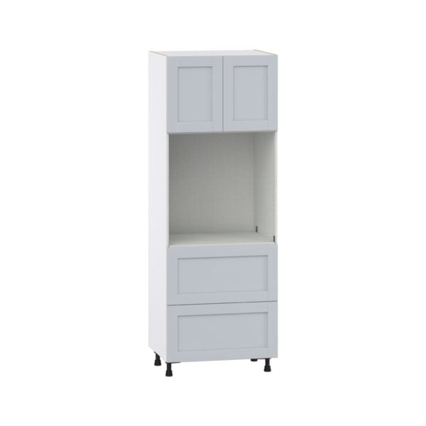 Sea Holly Light Gray  Shaker Assembled Single Oven  Cabinet with 2 Drawers (30 in. W x 84.5 in. H x 24 in. D)