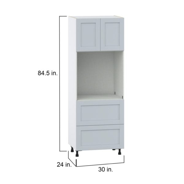 Sea Holly Light Gray  Shaker Assembled Single Oven  Cabinet with 2 Drawers (30 in. W x 84.5 in. H x 24 in. D)