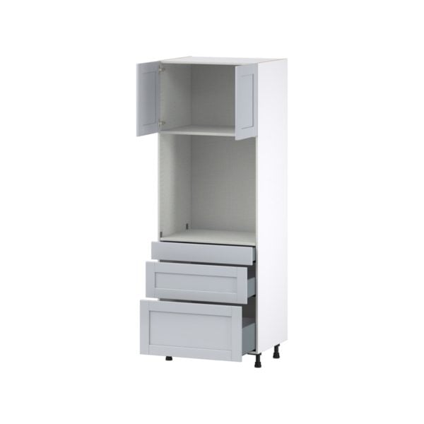 Sea Holly Light Gray  Shaker Assembled Single Oven  Cabinet with 3 Drawers (30 in. W x 84.5 in. H x 24 in. D)