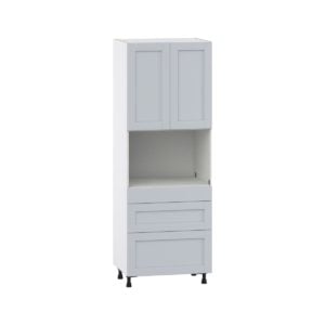 Sea Holly Light Gray  Shaker Assembled Pantry Micro/Oven  Cabinet with 3 Drawers (30 in. W x 84.5 in. H x 24 in. D)