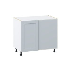 Sea Holly Light Gray  Shaker Assembled Blind Base Corner  Cabinet with Right Pull Out (39 in. W x 34.5 in. H x 24 in. D)