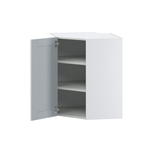 Sea Holly Light Gray  Shaker Assembled Wall Diagonal Corner Cabinet with a Door (24 in. W x 30 in. H x 24 in. D)